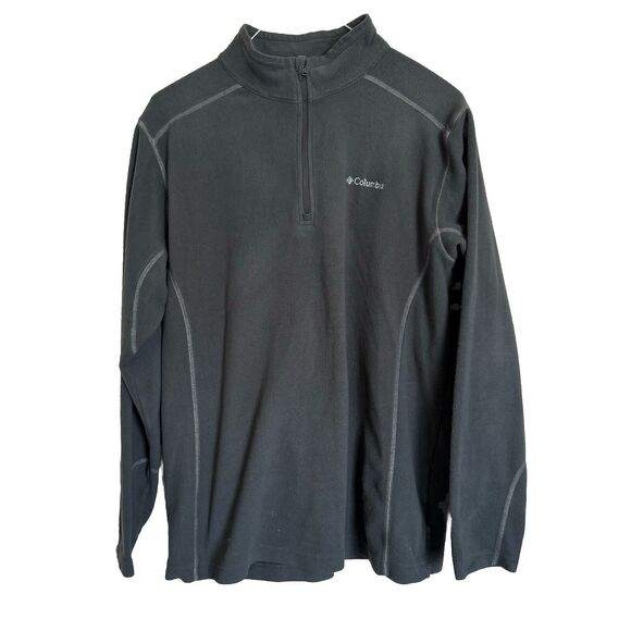 Columbia Gray Fleece Sweater Mens Long Sleeve 1/4 Zip Lightweight Pullover Large - Picture 1 of 16